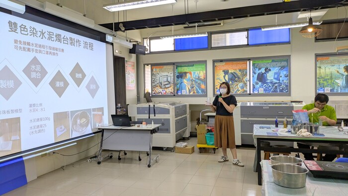 20250409【正修創客基地×工學院】工程材料應用實作工作坊-雙色染水泥燭台圖片