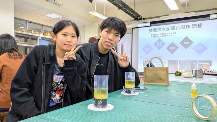 20250409【正修創客基地×工學院】工程材料應用實作工作坊-雙色染水泥燭台圖片